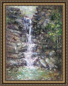 Waterfall Framed Paintings - Waterfall by Ioan Popei