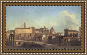 Caffi Framed Paintings - A View Of The Forum by Ippolito Caffi
