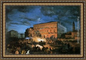 Caffi Framed Paintings - Fete a Venise by Ippolito Caffi