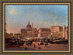 Caffi Framed Paintings - St. Peter's and the Vatican Palace, Rome by Ippolito Caffi