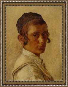 Portrait of a Young Boy Framed Paintings - Portrait of a Young Orthodox Boy by Isidor Kaufmann