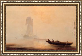 East Boothbay Harbor Framed Paintings - Fishing Boats In A Harbor by Ivan Constantinovich Aivazovsky