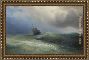 Storm Framed Paintings - Storm 1890 by Ivan Constantinovich Aivazovsky