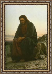 Cross in The Wilderness Framed Paintings - Christ in the Wilderness by Ivan Nikolaevich Kramskoy