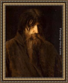 Study of The Head of an Old Woman Framed Paintings - Head of an Old Peasant (study) by Ivan Nikolaevich Kramskoy