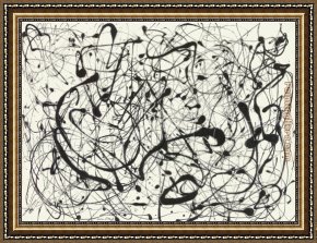 Michael Jackson Moonwalk Framed Paintings - No. 14 Gray by Jackson Pollock