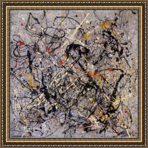 Michael Jackson Moonwalk Framed Paintings - Number 18, 1950 by Jackson Pollock