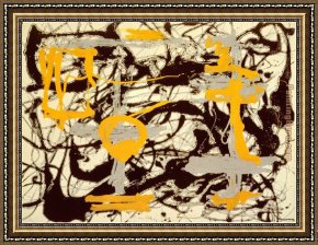 Yellow Framed Paintings - Yellow, Grey, Black by Jackson Pollock