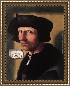 Cornelisz Framed Paintings - Self-Portrait by Jacob Cornelisz Van Oostsanen