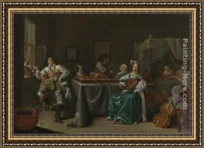 Mallard Duck Framed Paintings - A Merry Company in an Interior by Jacob Duck