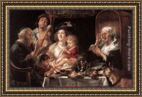 Jacob Jordaens Framed Paintings - As the Old Sang the Young Play Pipes by Jacob Jordaens