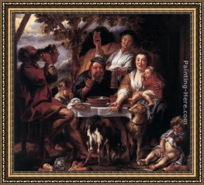Jacob Jordaens Framed Paintings - Eating Man by Jacob Jordaens