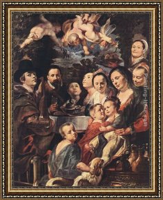 Jacob Jordaens Framed Paintings - Self Portrait among Parents, Brothers and Sisters by Jacob Jordaens