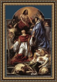 Jacob Jordaens Framed Paintings - St. Charles Cares for the Plague Victims of Milan by Jacob Jordaens