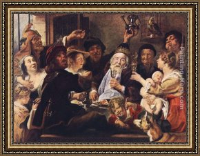 Jacob Jordaens Framed Paintings - The Bean King by Jacob Jordaens