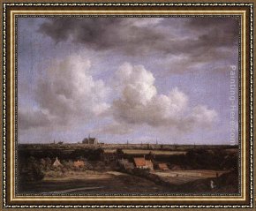 Ruisdael Framed Paintings - Landscape with a View of Haarlem by Jacob van Ruisdael