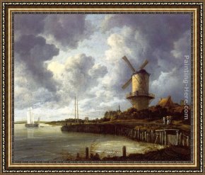 Ruisdael Framed Paintings - Mill at Wijk near Duursteede by Jacob van Ruisdael