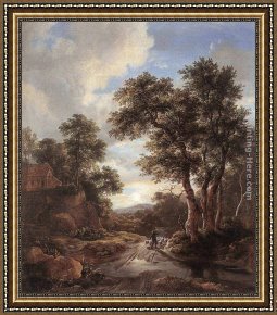 Ruisdael Framed Paintings - Sunrise in a Wood by Jacob van Ruisdael