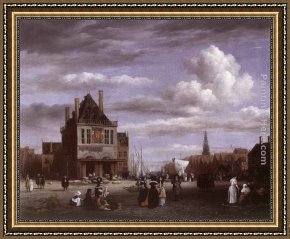 Ruisdael Framed Paintings - The Dam Square in Amsterdam by Jacob van Ruisdael