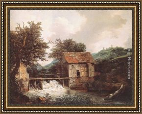 Open Framed Paintings - Two Watermills and an Open Sluice near Singraven by Jacob van Ruisdael