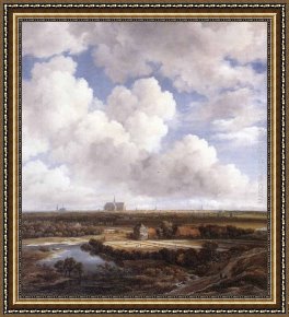 Ruisdael Framed Paintings - View of Haarlem with Bleaching Grounds by Jacob van Ruisdael