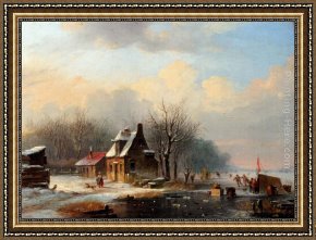 Julius Jacobus Van De Sande Bakhuyzen Framed Paintings - Winter by Jacobus Van Der Stok