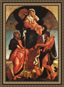 Madonna And Child with Saints And Angels Framed Paintings - Madonna and Child with Saints by Jacopo Bassano