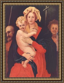 Madonna And Child with Saints And Angels Framed Paintings - Madonna and Child with St. Joseph and Saint John the Baptist by Jacopo Pontormo