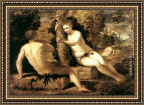 Adam Elsheimer Framed Paintings - Adam and Eve by Jacopo Robusti Tintoretto