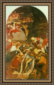 Entombment Framed Paintings - Entombment by Jacopo Robusti Tintoretto
