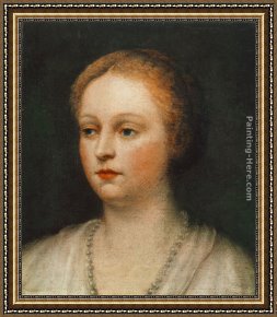 Portrait of a Woman Framed Paintings - Portrait of a Woman by Jacopo Robusti Tintoretto