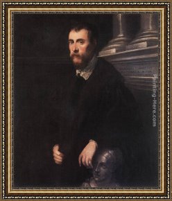 Venedig Huldigt Caterina Cornaro Framed Paintings - Portrait of Giovanni Paolo Cornaro by Jacopo Robusti Tintoretto