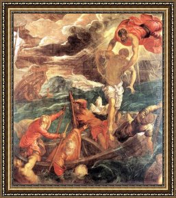 Shipwreck Framed Paintings - St. Mark Saving a Saracen from Shipwreck by Jacopo Robusti Tintoretto