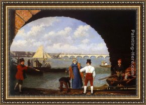 Jacques Laurent Agasse Framed Paintings - Landing at Westminster Bridge by Jacques-Laurent Agasse