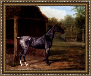Jacques Laurent Agasse Framed Paintings - lord Rivers' Roan mare In A Landscape by Jacques Laurent Agasse