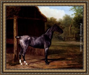 Jacques Laurent Agasse Framed Paintings - lord Rivers' Roan mare In A Landscape by Jacques-Laurent Agasse
