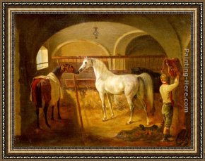 Jacques Laurent Agasse Framed Paintings - Stallinneres by Jacques-Laurent Agasse