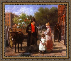 Jacques Laurent Agasse Framed Paintings - The Flower Seller by Jacques Laurent Agasse