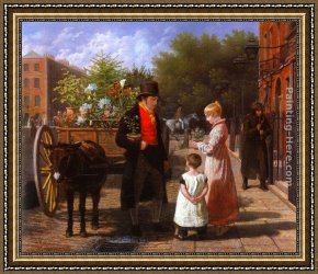 Jacques Laurent Agasse Framed Paintings - The Flower Seller by Jacques-Laurent Agasse