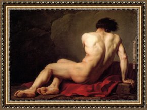 Jacques Laurent Agasse Framed Paintings - Male Nude known as Patroclus by Jacques-Louis David