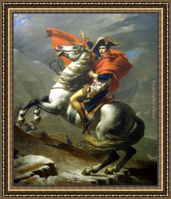 Napoleon, King of Italy Framed Paintings - Napoleon at the St. Bernard Pass by Jacques-Louis David