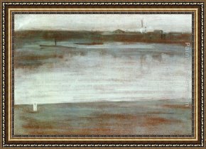 Early Sunday Morning Framed Paintings - Symphony in Grey Early Morning, Thames by James Abbott McNeill Whistler