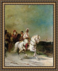 Alexander Framed Paintings - A Maharaja on a White Horse by James Alexander Walker