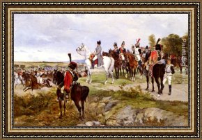 Napoleon, King of Italy Framed Paintings - Napoleon Watching The Battle Of Friedland, 1807 by James Alexander Walker