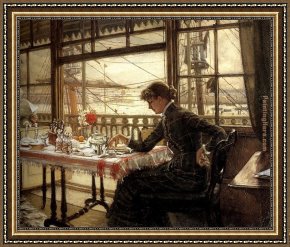 The Guard Room Framed Paintings - Room Overlooking the Harbour by James Jacques Joseph Tissot