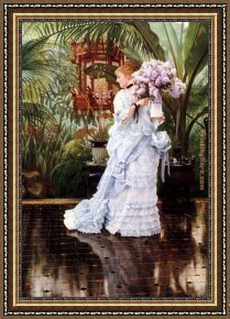 The Bunch of Violets Framed Paintings - The Bunch of Lilacs by James Jacques Joseph Tissot