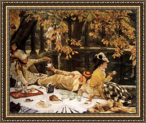 A Picnic Before The Woods Framed Paintings - Tissot The Picnic by James Jacques Joseph Tissot