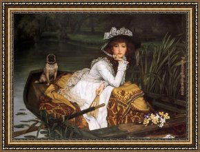 James Framed Paintings - Young Lady in a Boat by James Jacques Joseph Tissot