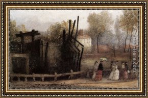 Ladies at The Milliners Framed Paintings - Ladies Promenading by James Smetham