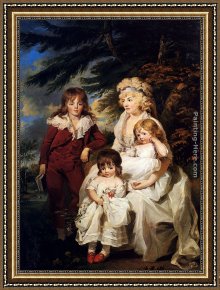 Portrait of Mrs Abney Framed Paintings - Portrait Of The Hon. Juliana Talbot, Mrs Michael Bryan (1759-1801), With Her Children Henry, Maria And Elizabeth by James Ward